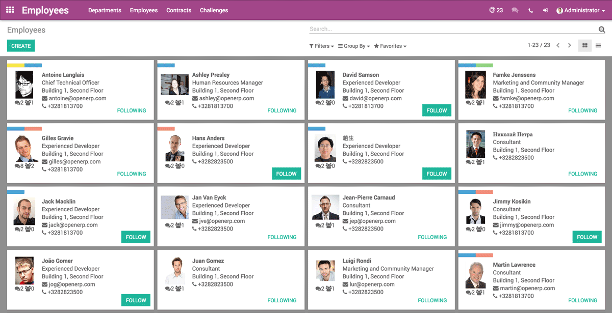 Module Quản trị nhân sự của Odoo